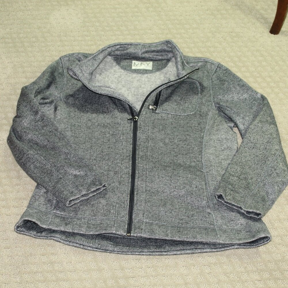 NWOT Marc New York Men's XL Full Zip Herringbone Gray Pattern Fleece Jacket